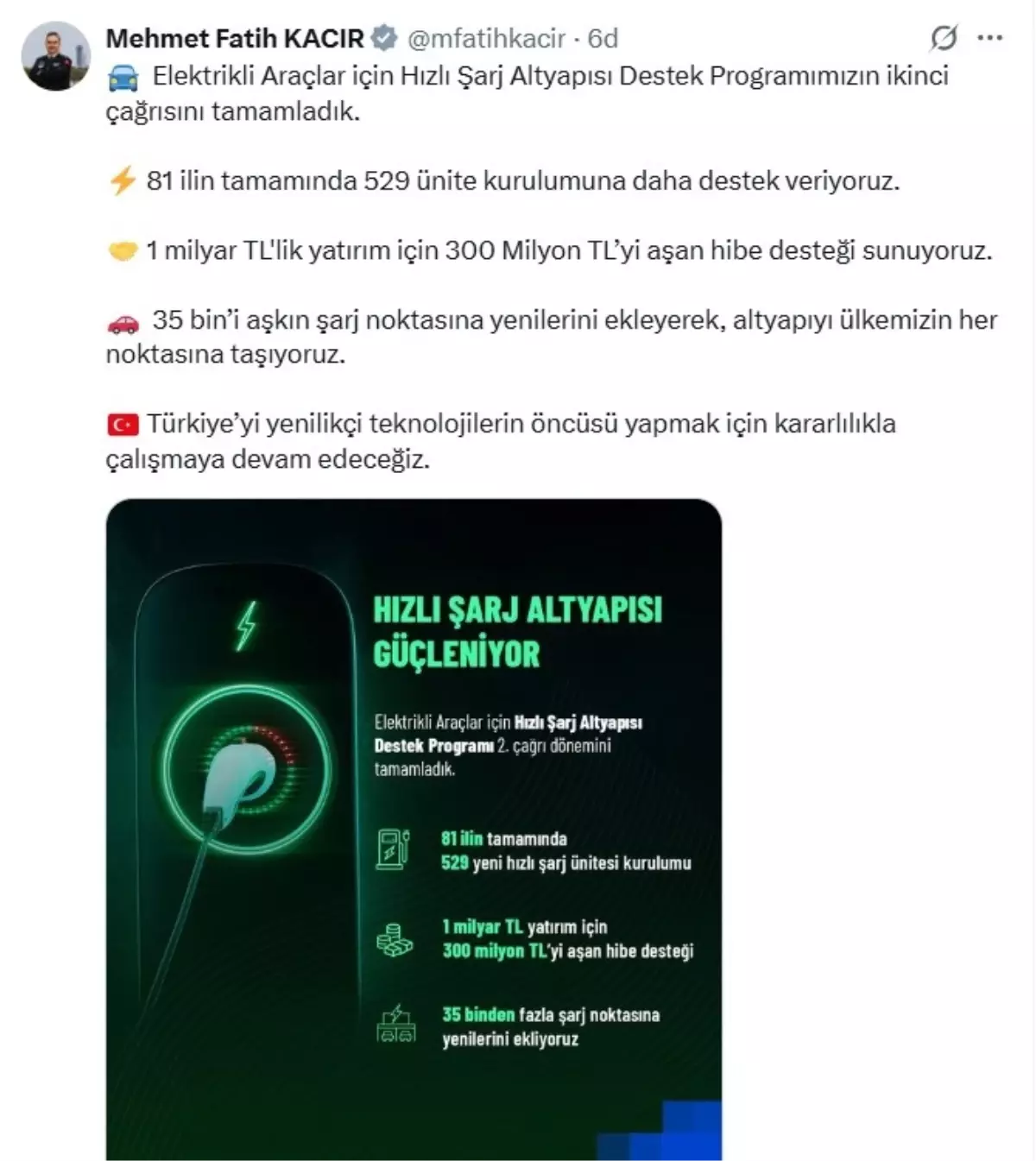 elektrikli araclar icin hizli sarj altyapisi destek programinin ikinci cagrisi tamamlandi snOjmbAP